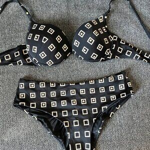 VINTAGE Verde Veronica Italy Black Studded Bikini Set M